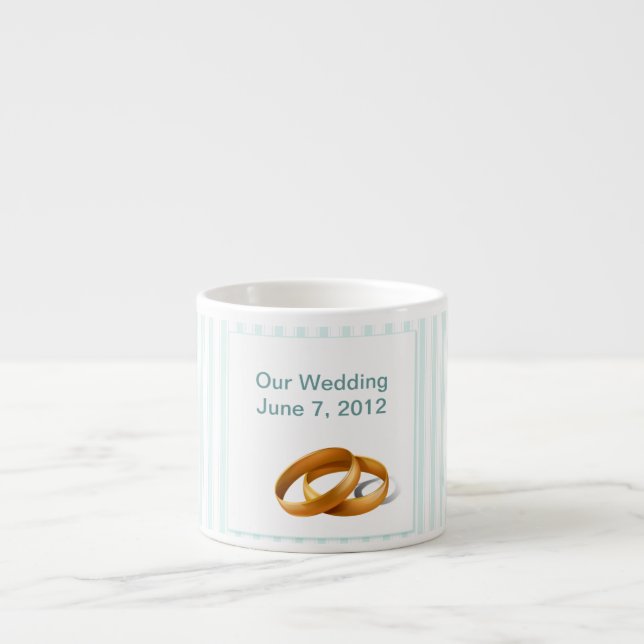 Taza De Espresso Bandas azules - Anillos Bodas (Frente)