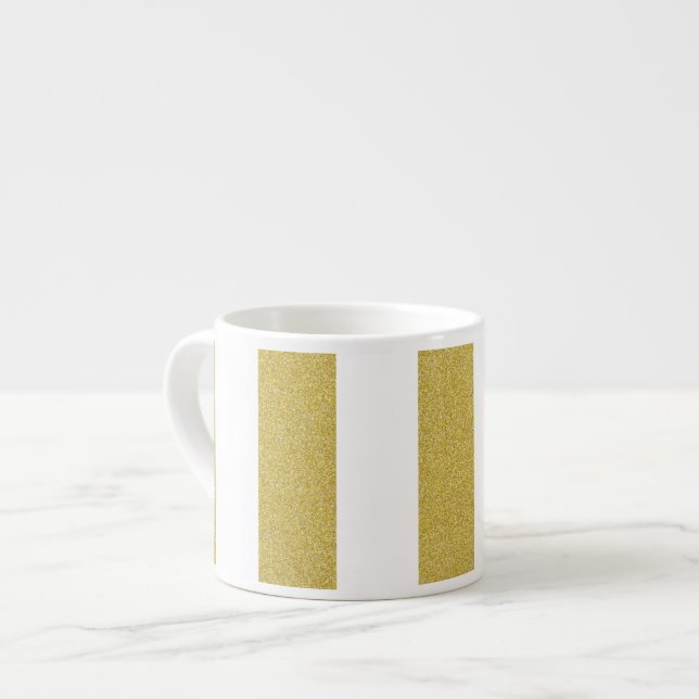 Taza De Espresso Bandas de oro, franjas blancas, patrón rayado (Izquierda)