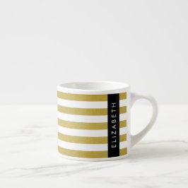 Taza De Espresso Bandas doradas, Patrón rayado, Líneas, Su Nombre