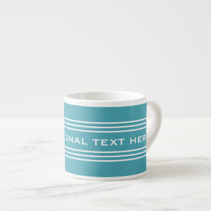 Taza De Espresso Bandas turquesas Tiras de texto opcionales Muñecos