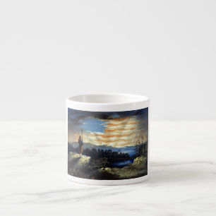 Taza De Espresso Bandera Americana celestial en el cielo, Guerra de