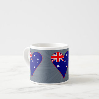 Taza De Espresso Bandera australiana en forma de corazón funky con