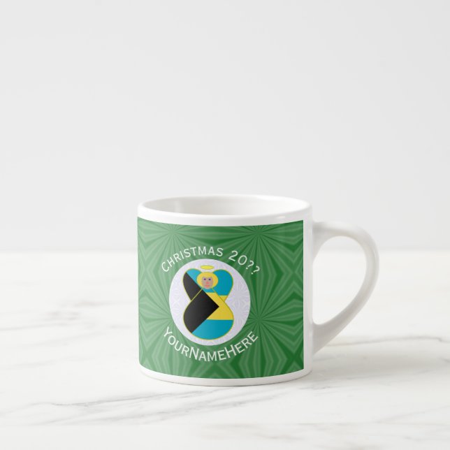 Taza De Espresso Bandera bahameña alardea a Navidades de ángel pers (Derecha)