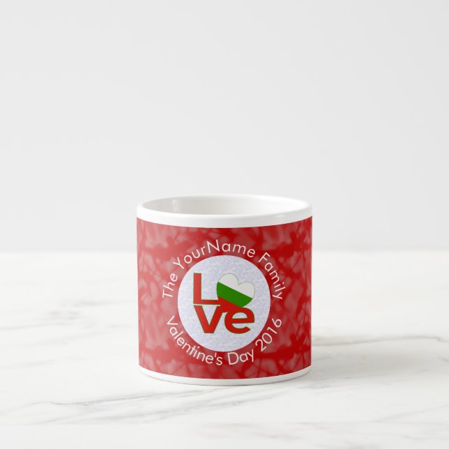 Taza De Espresso Bandera de amor roja búlgara personalizada (Frente)
