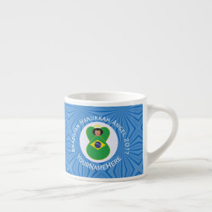 Taza De Espresso Bandera de ángel de Hanukkah brasileña personaliza