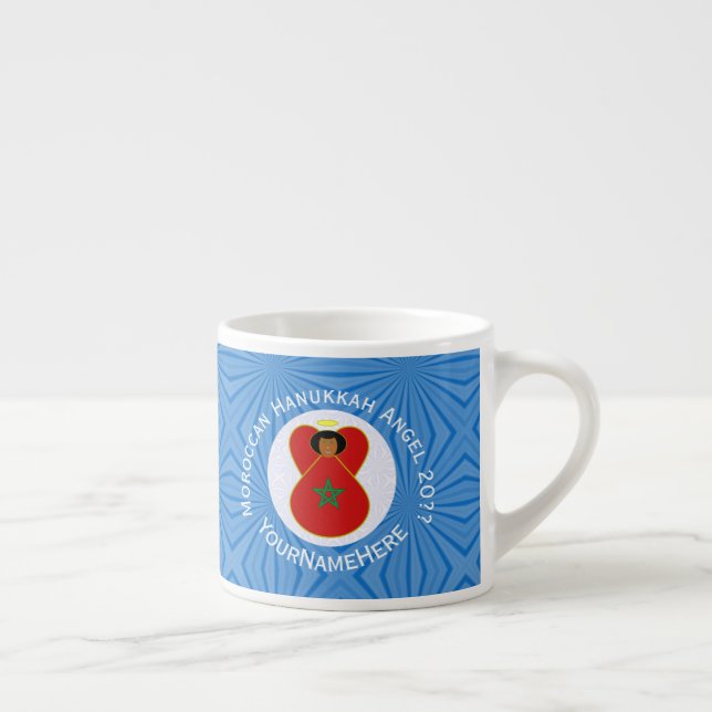 Taza De Espresso Bandera de Angel Hanukkah marroquí personalizada (Derecha)