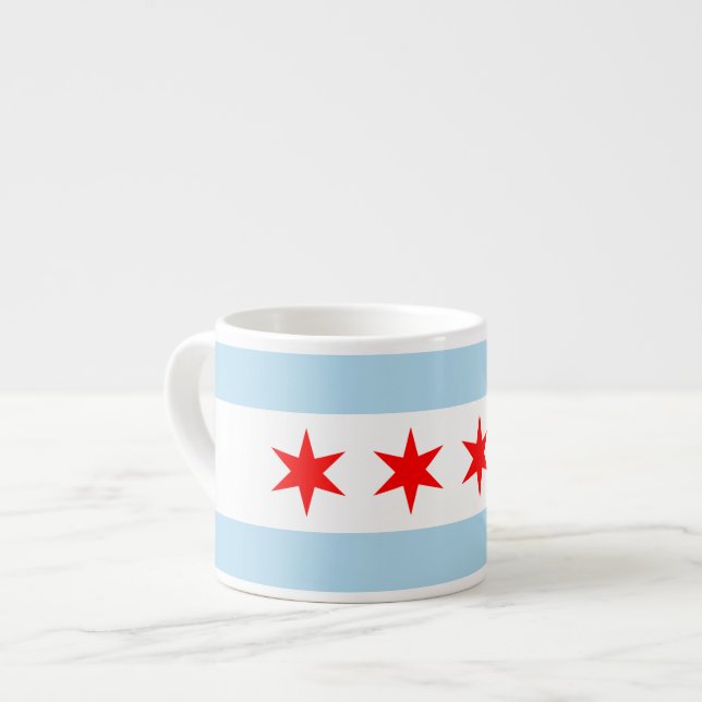 Taza De Espresso Bandera de Chicago de estilo moderno (Izquierda)