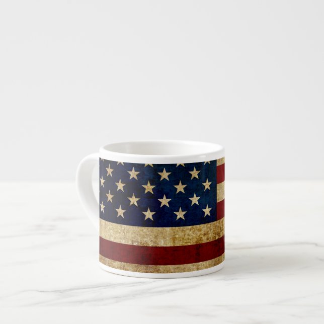 Taza De Espresso Bandera de Estados Unidos / Grunge (Izquierda)