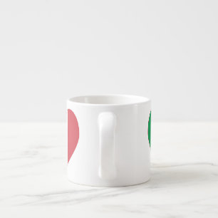 Taza De Espresso Bandera de Italia Corazón Borde Rojo