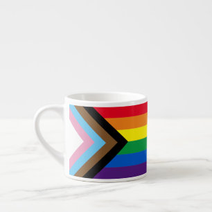 Taza De Espresso Bandera de la diversidad gay inclusiva arco iris L