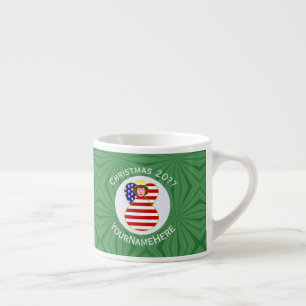 Taza De Espresso Bandera de Navidad de Ángel Personalizada de EE. U