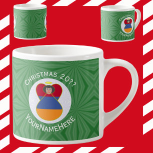 Taza De Espresso Bandera de Navidad del Ángel Armenio Personalizada