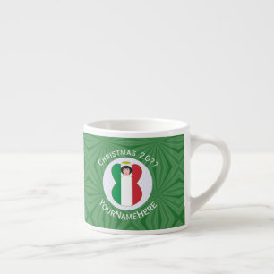 Taza De Espresso Bandera de Navidad del Ángel Italiano Personalizad