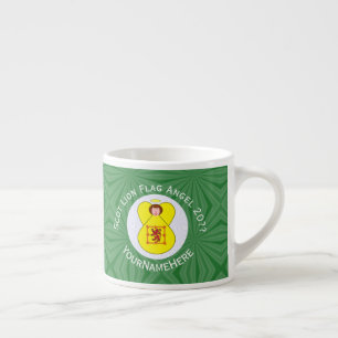 Taza De Espresso Bandera de Navidad del Ángel León Escocés Personal