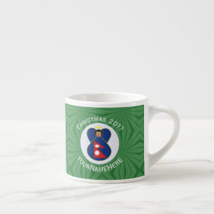 Taza De Espresso Bandera de Navidad Personalizada Angel Nepali