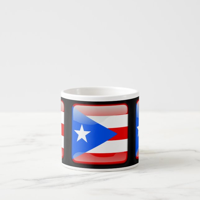 Taza De Espresso Bandera de Puerto Rico (Frente)