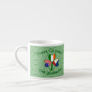 Taza De Espresso Bandera de trébol personalizada filipina irlandesa