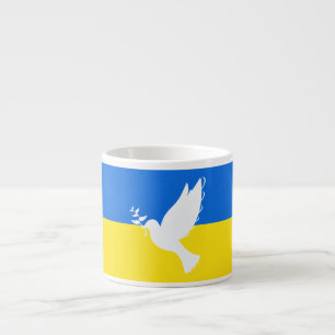 Taza De Espresso Bandera de Ucrania - Paloma de paz - Libertad - Pa