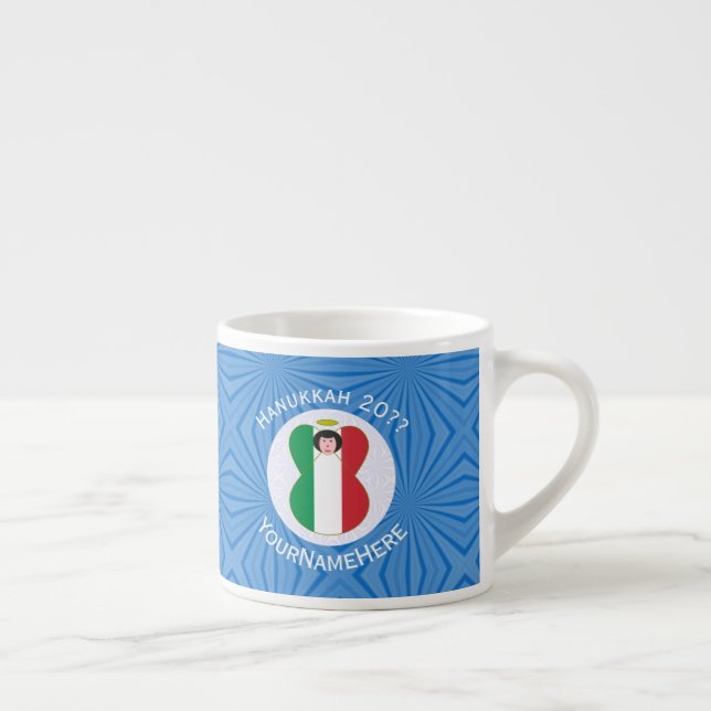 Taza De Espresso Bandera del Ángel Italiano para Hanukkah (Derecha)