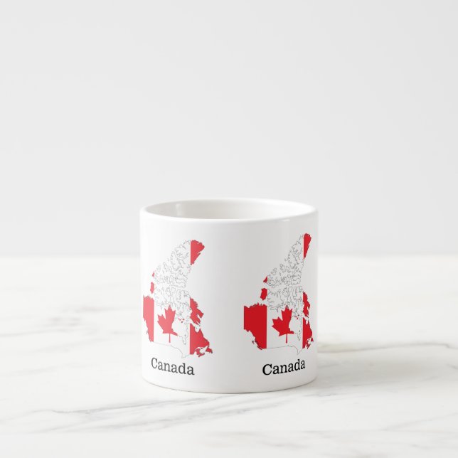 Taza De Espresso Bandera del orgullo canadiense dentro del mapa (Frente)