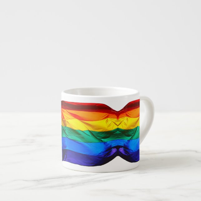 Taza De Espresso Bandera del orgullo gay de SlipperyJoe ondeando co (Derecha)