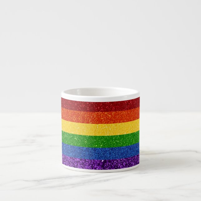 Taza De Espresso Bandera del orgullo gay Purpurina LGBT (Frente)