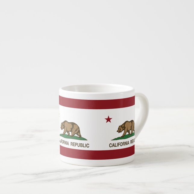 Taza De Espresso Bandera del oso de la república de California (Derecha)