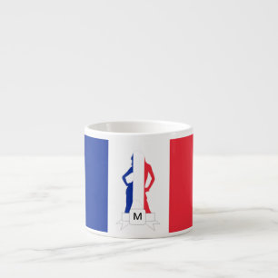 Taza De Espresso Bandera francesa y monograma de chica