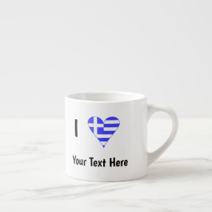 Taza De Espresso Bandera Griega Corazón Amor Personalizado