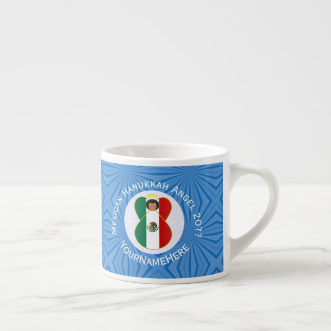 Taza De Espresso Bandera Mexicana Hanukkah Angel Año Nombre Copa Es (Derecha)