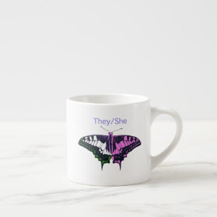 Taza De Espresso Bandera No Binaria Mariposa Trasera