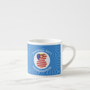 Taza De Espresso Bandera Personalizada de Hanukkah con Cabello Rojo
