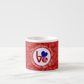 Taza De Espresso Bandera personalizada del corazón ROJO del amor de