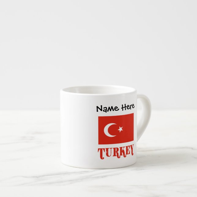 Taza De Espresso Bandera turca y Turquía personalizada (Derecha)