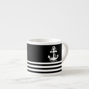 Taza De Espresso Banquetas náuticas blancas y náuticas blancas
