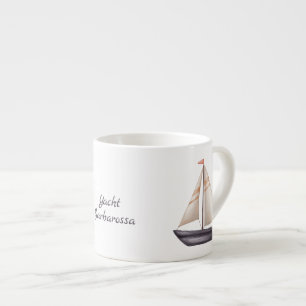 Taza De Espresso Barco de Vela Marrón y Nombre