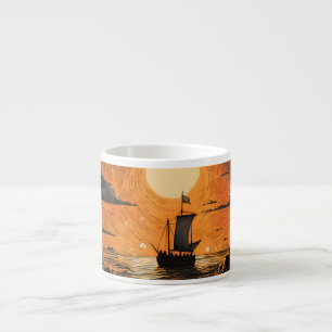 Taza De Espresso Barco navegando por la noche