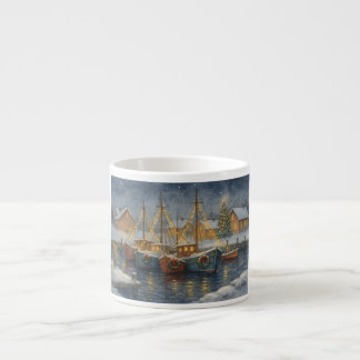 Taza De Espresso Barcos de Pesca en el Puerto Navidad