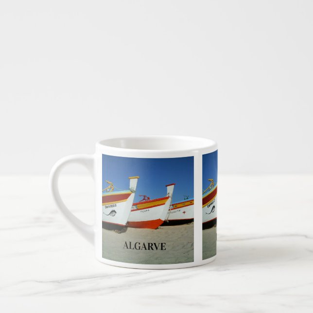 Taza De Espresso Barcos de pesca en la foto de playa del Algarve (Izquierda)
