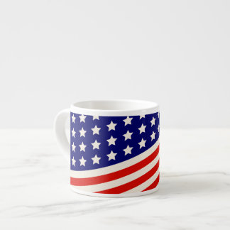 Taza De Espresso Barras y estrellas blancas y azules rojas de la