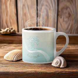 Taza De Espresso Beach House Palm Trees Aqua ID623