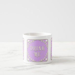 Taza De Espresso "Beba conmigo" Emblema morado de Wonderland Tea Fi
