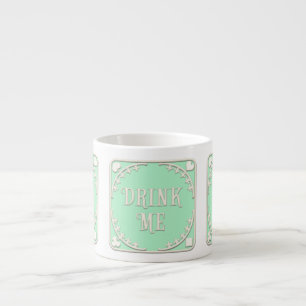 Taza De Espresso "Beba conmigo" Emblema verde de Wonderland Tea Fie