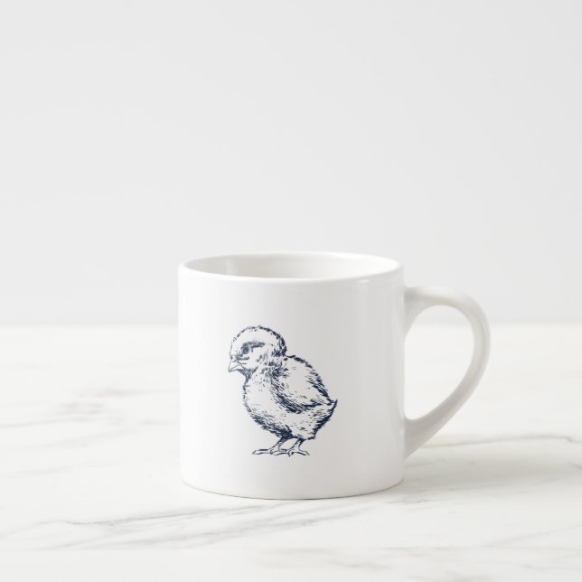 Taza De Espresso Bebé de pollo azul de la Marina Mug (Derecha)