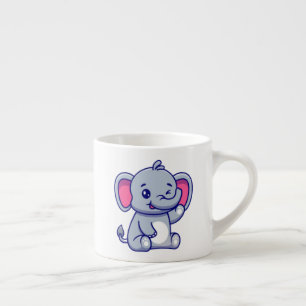 Taza De Espresso Bebé elefante lindo sentado dibujo animado-23800