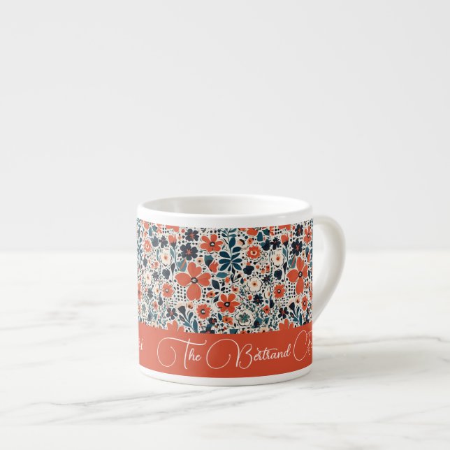 Taza De Espresso Benditas Y Agradecidas Florales De Otoño Retro (Derecha)