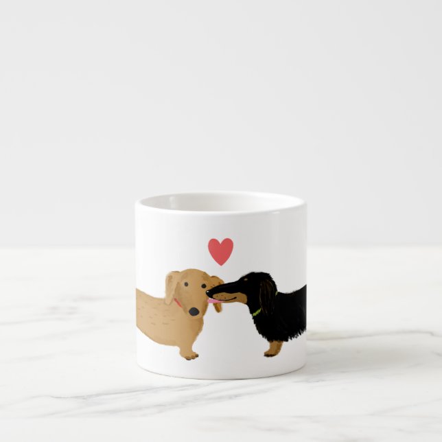 Taza De Espresso Beso de Dachshund con amor a los perros viejeros (Frente)