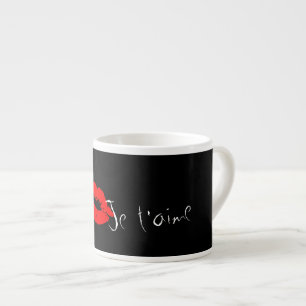 Taza De Espresso Beso de labios rojos Je t'aime café Espresso Mug