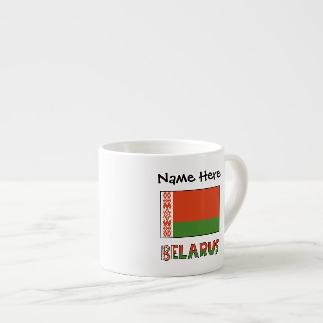 Taza De Espresso Bielorrusia: Bandera bielorrusa personalizada (Derecha)