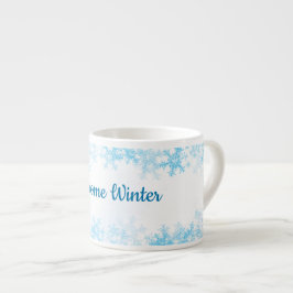 Taza De Espresso Bienvenido Invierno, cristales de hielo azules bla